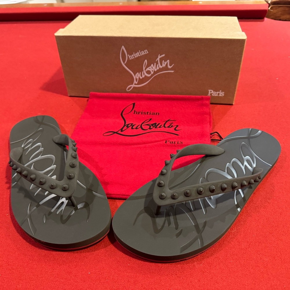 Christian Louboutin Black Flip Flops